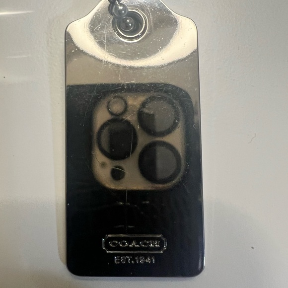 2.25" COACH VINTAGE Silver Nickel Metal Fob Double-Sided Hangtag Charm Keychain - Picture 9 of 11